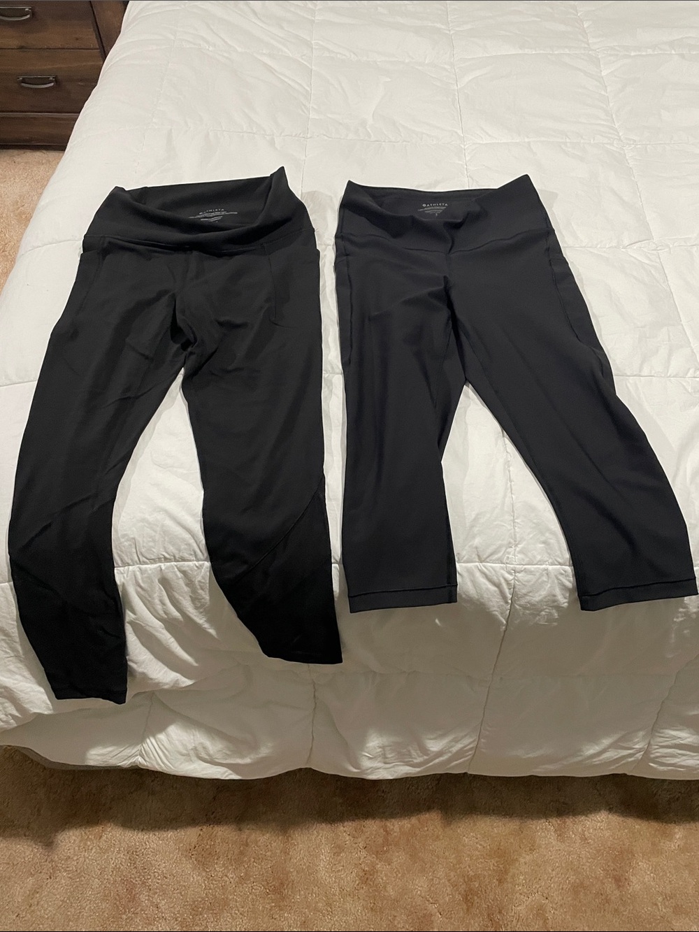 2 pair Black Athleta Leggings - High Waist Capris & 7/8 with mesh
